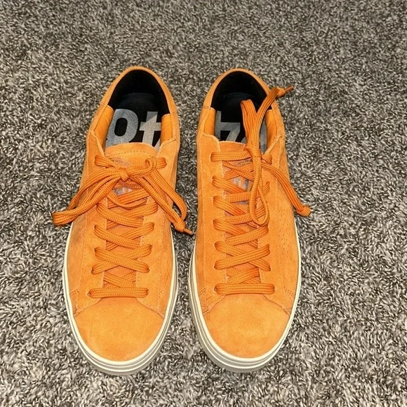 P448 Jack Trainers Low Top Sneakers Italian Leather Suede Italy in Orange - Picture 7 of 11